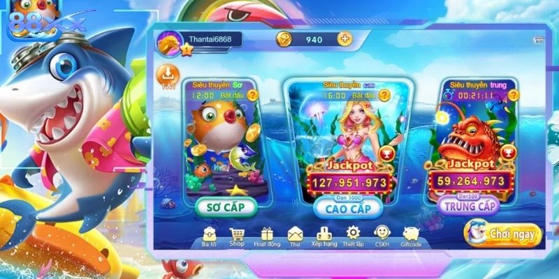App Bắn Cá Uy Tín Tại 88XX Giải Trí Và Đổi Thưởng Hấp Dẫn Không gian giải trí sống động, nhiều phòng chơi đa dạng cho game thủ